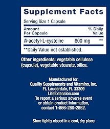 Life Extension NAC (N-acetil-L-cisteína), 60 cápsulas