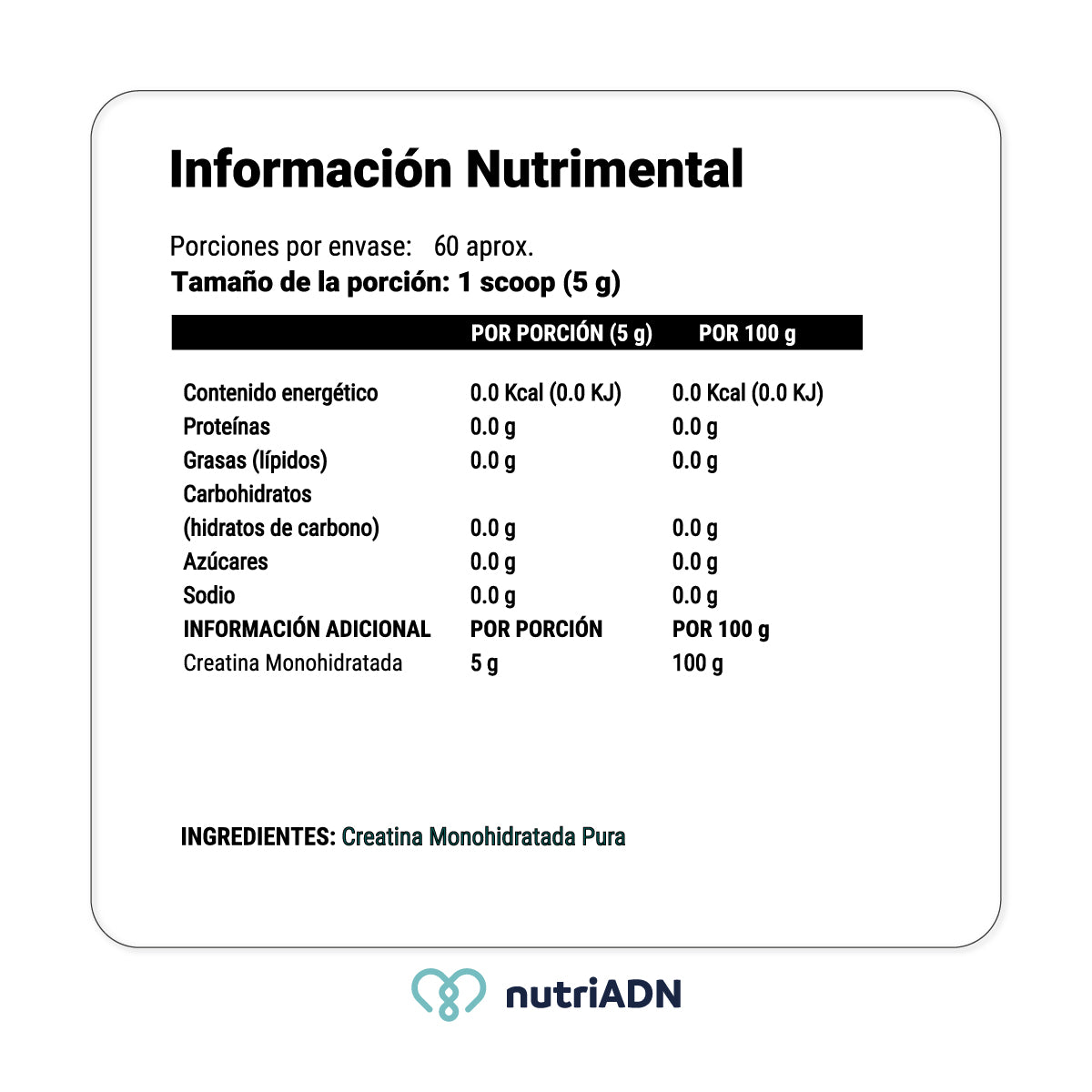 NutriADN Creatina Monohidratada 300g