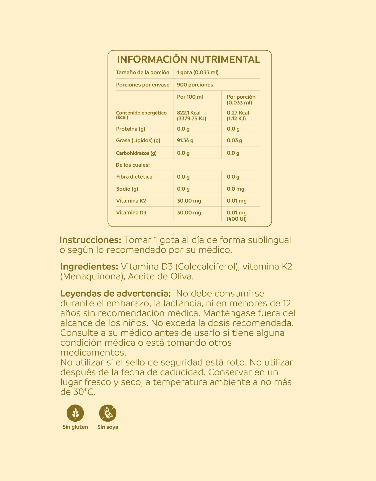nutriADN Vitamina D3 + K2: absorción eficiente de calcio y soporte integral 30 ml | 900 porciones | 400 UI por gota