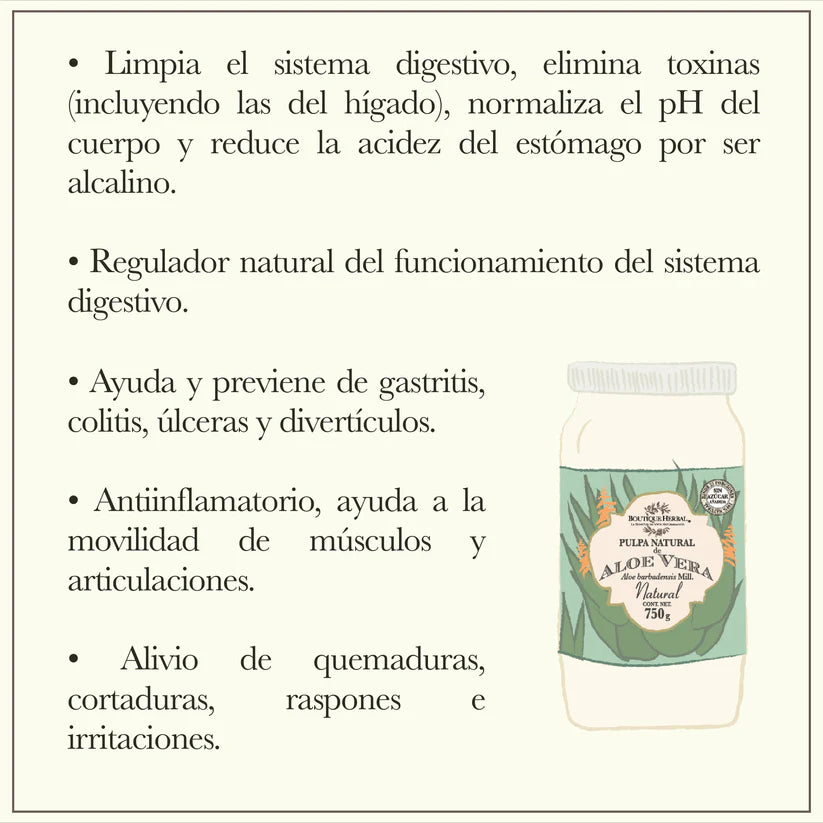 Boutique Herbal Aloe Vera Pulpa, 750 gramos