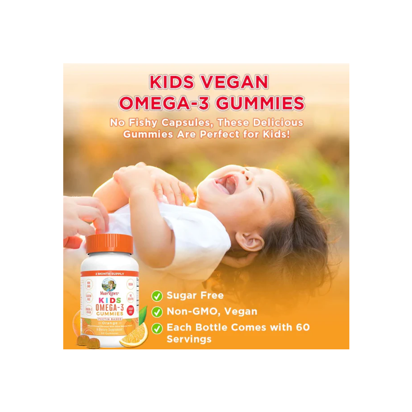 MaryRuth Organics Gomitas Veganas Omega-3 Para Niños (60 gomitas)