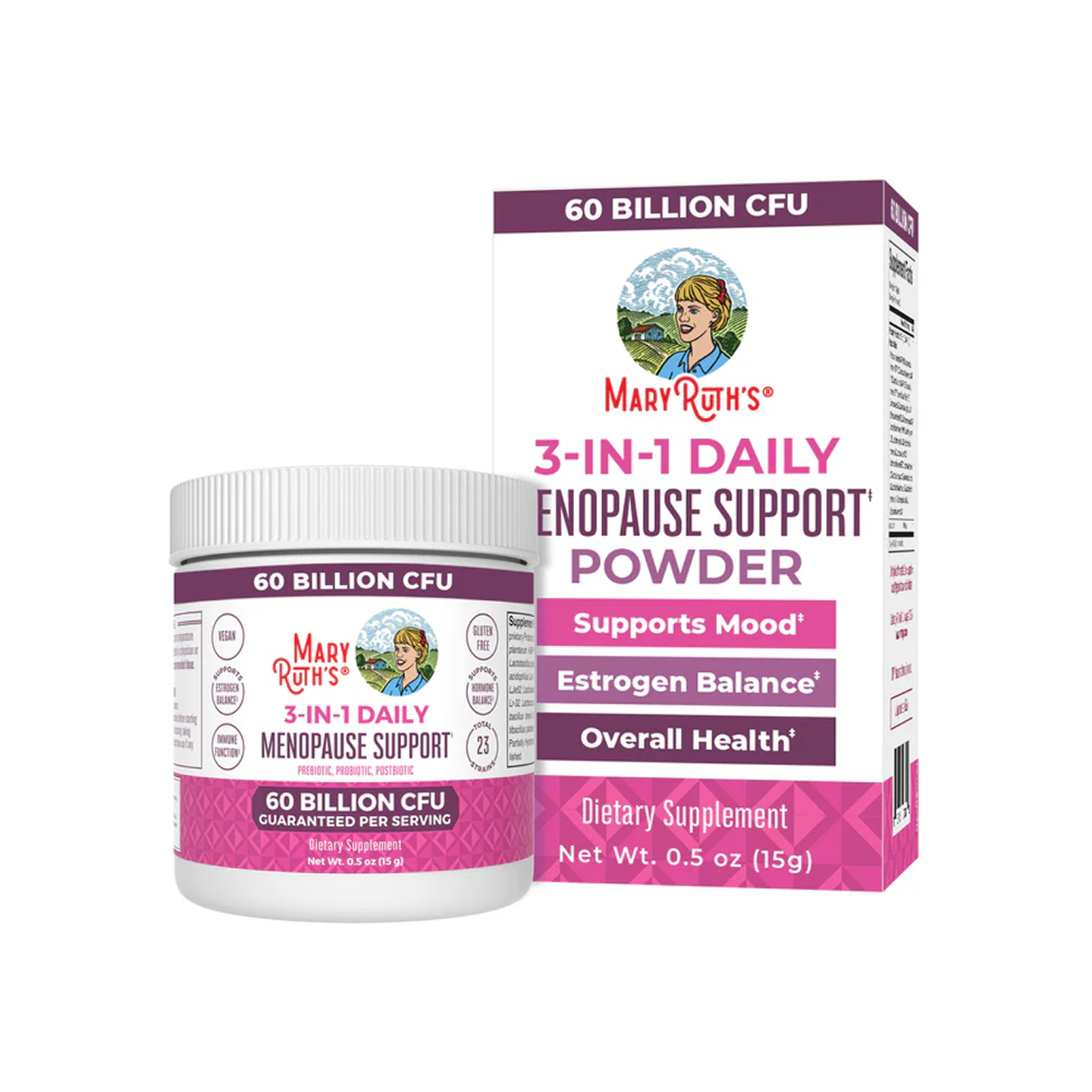 MaryRuth Organics Menopause Support 3-en-1, 180 g (Polvo sabor frambuesa)