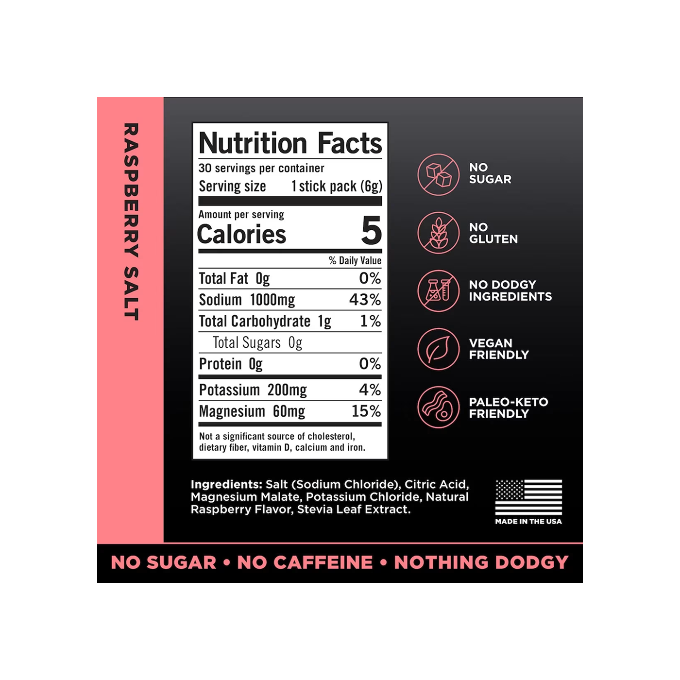 LMNT Recharge Electrolyte Drink Raspberry Salt, 30 sticks
