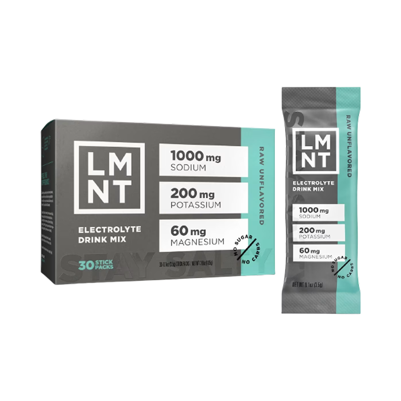 LMNT Recharge Electrolyte Drink Raw Unflavored, 30 sticks