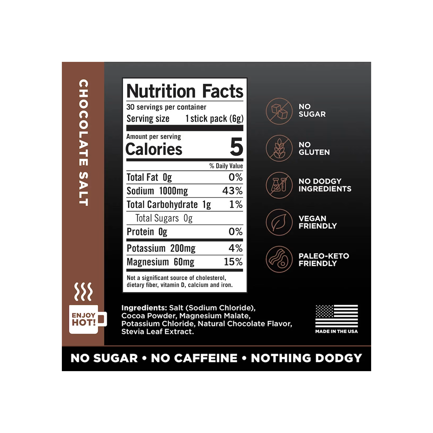 LMNT Recharge Electrolitos Chocolate Salt, 30 sobres