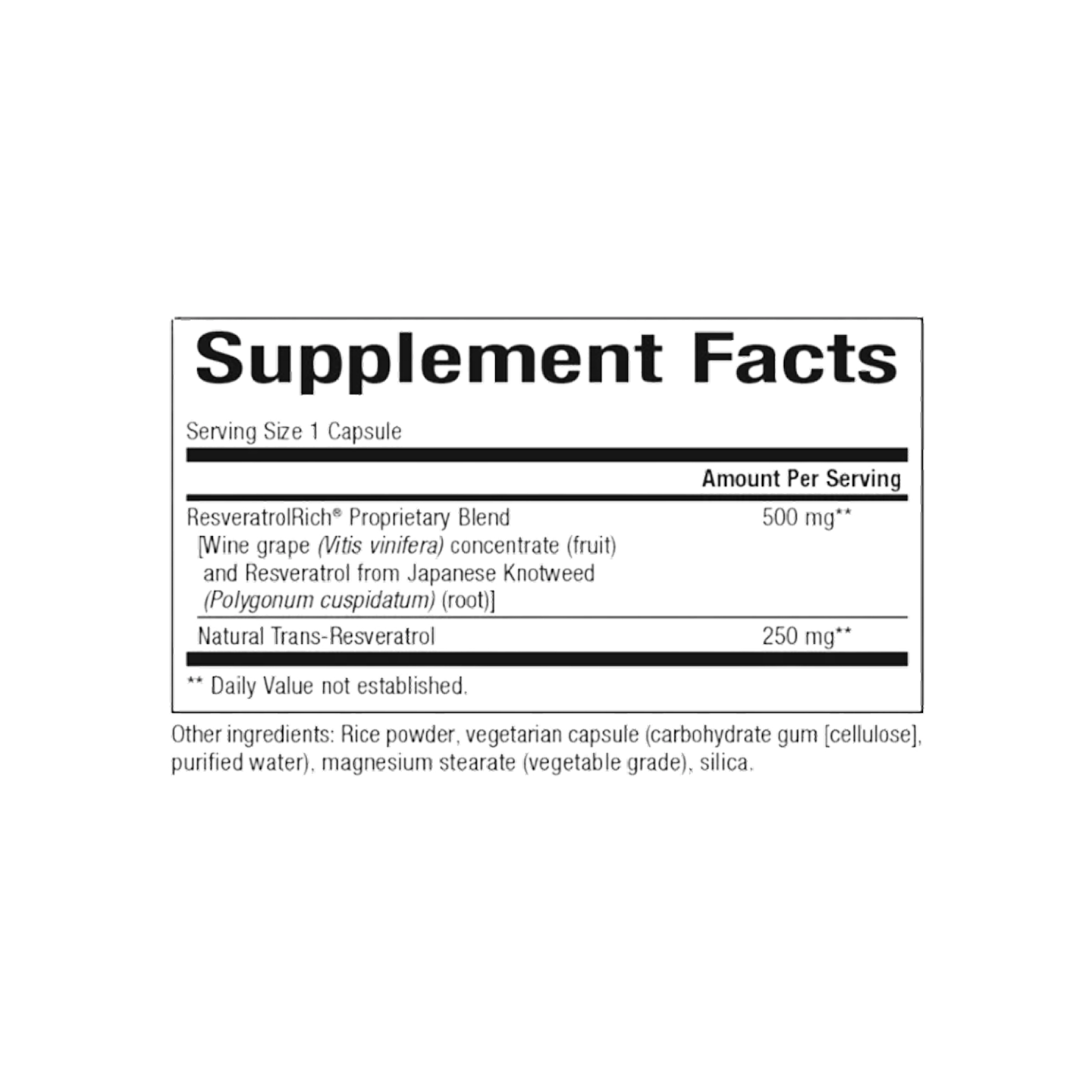 Natural Factors Resveratrol Super Strength 500 mg 60 Cápsulas Vegetales