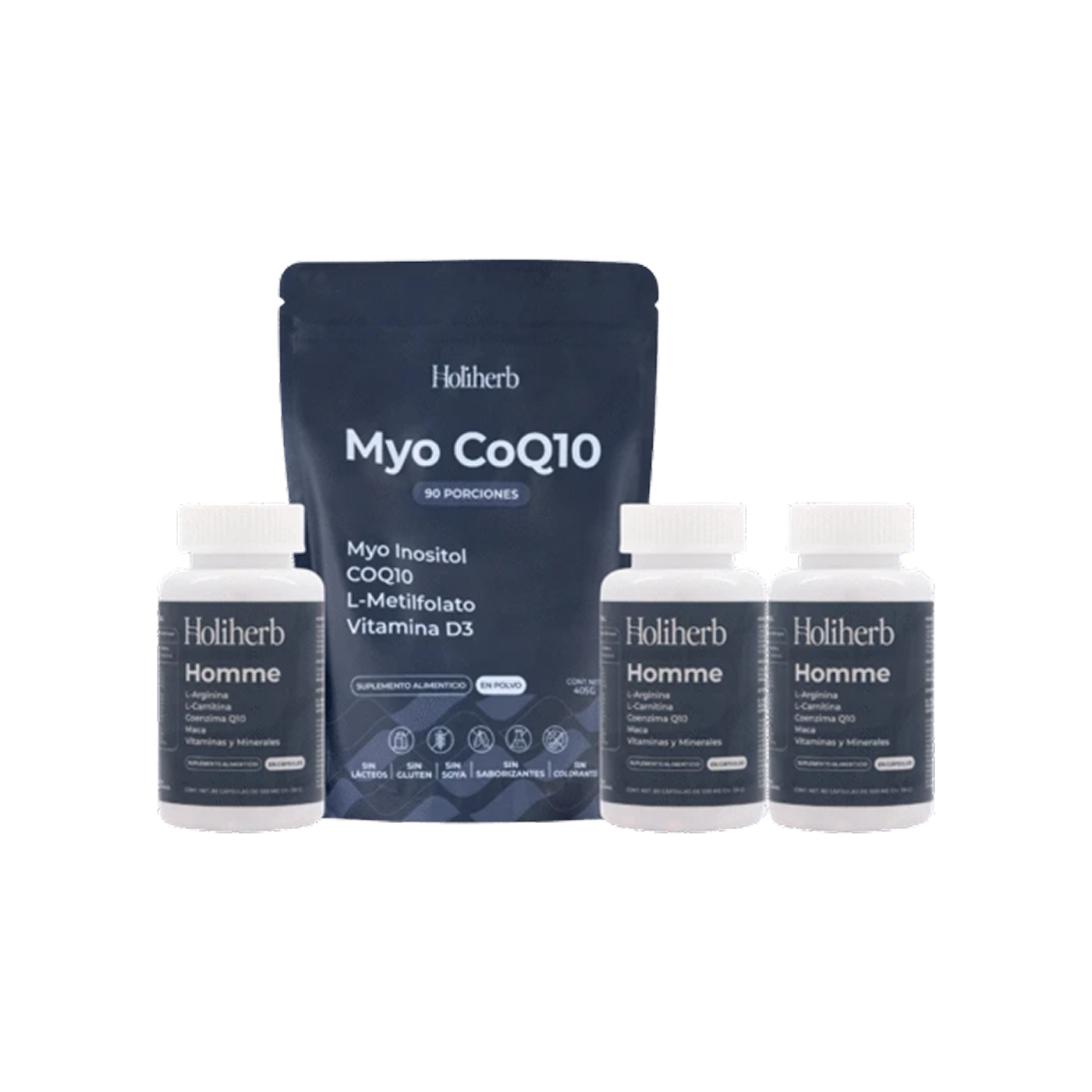 Holiherb Kit Fertilidad Masculina Myo Inositol con CoQ10 Homme, 3 Meses