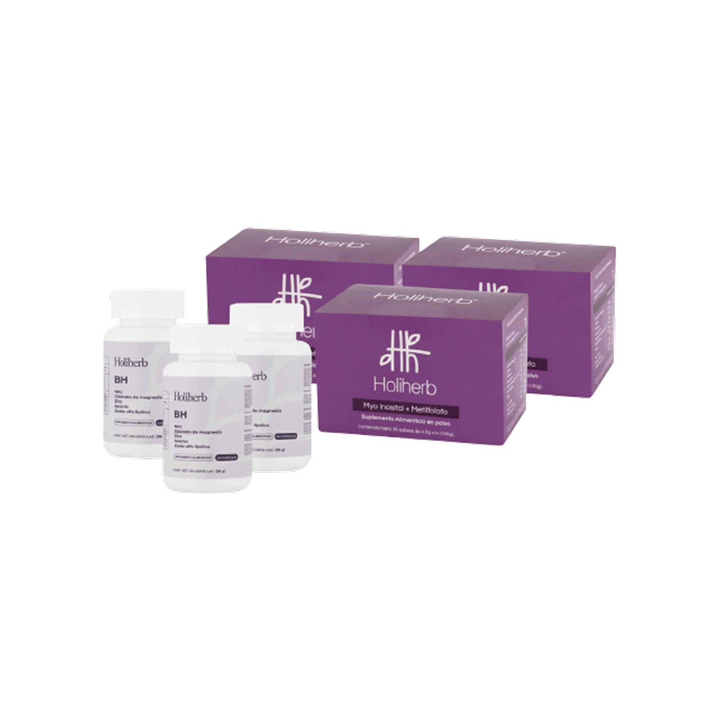 Holiherb Kit Myo Inositol + Metilfolato con Cápsulas BH, 3 meses
