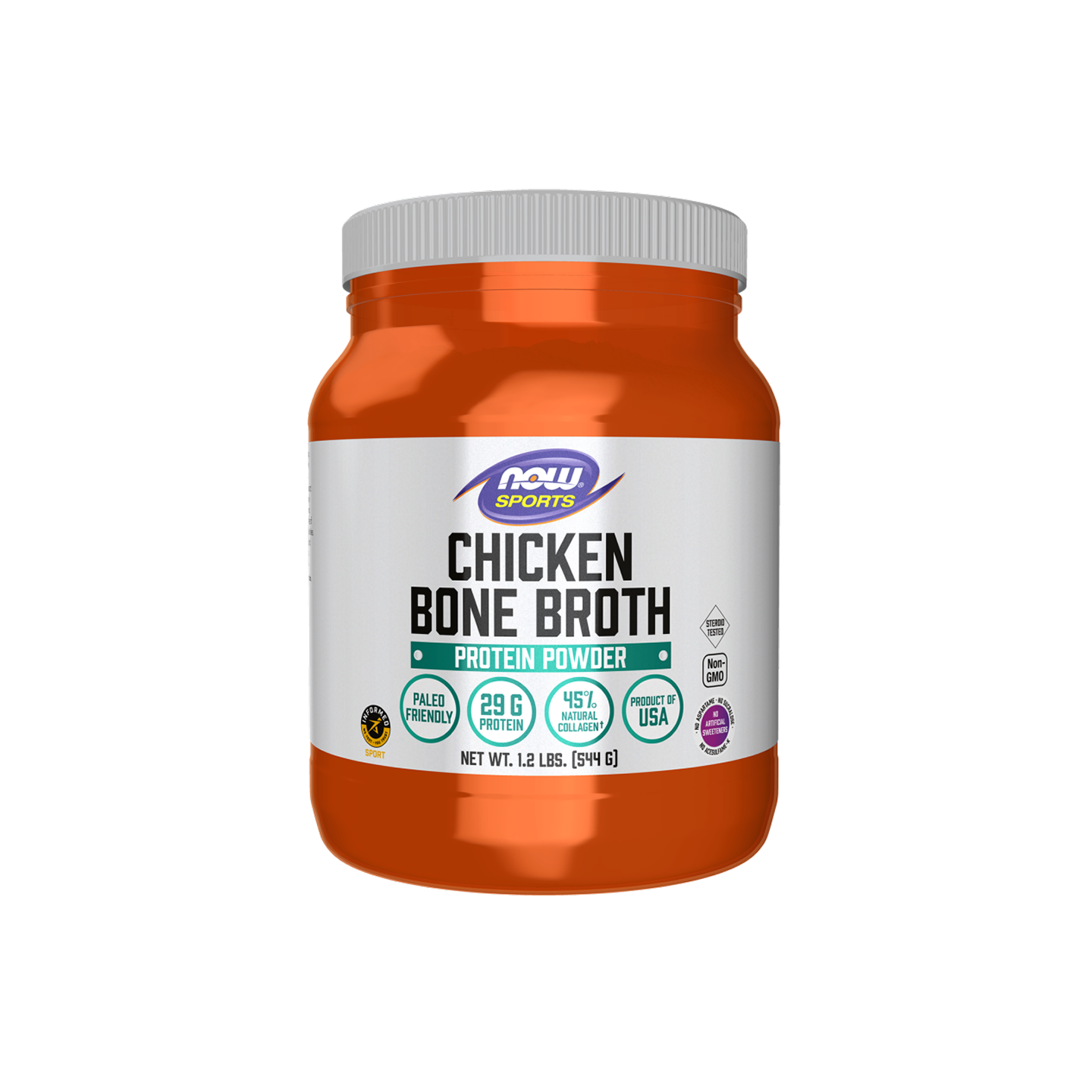 NOW Foods Bone Broth Chicken 544 g, polvo