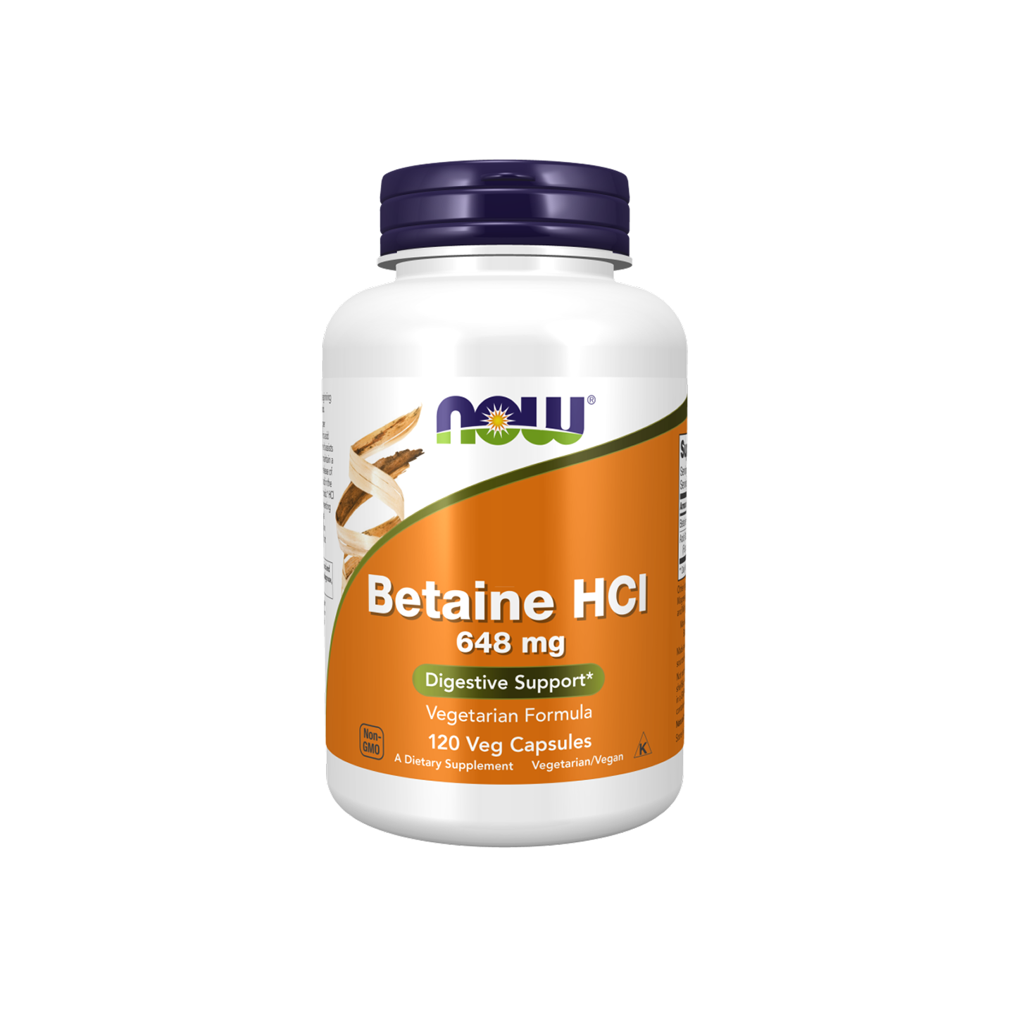 NOW Foods Betaine HCl 648 mg, 120 cápsulas vegetales