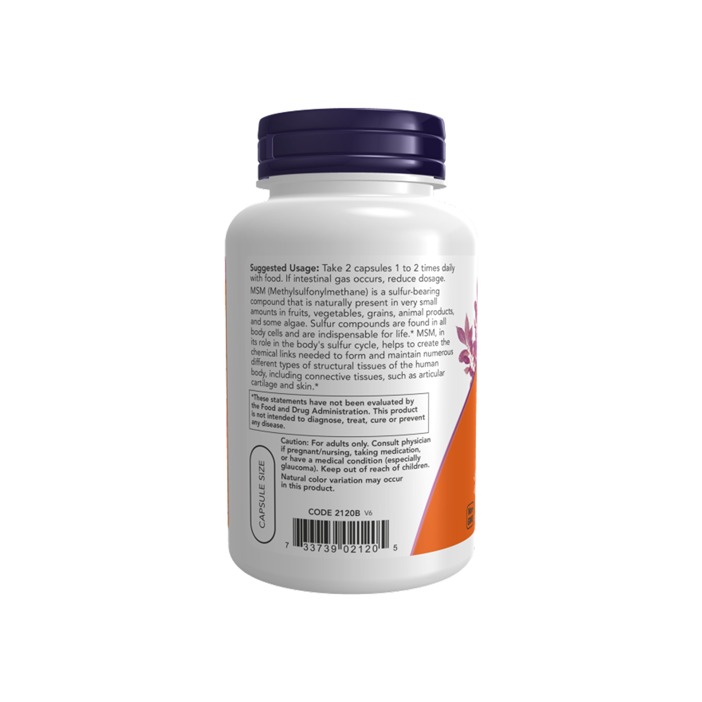 NOW Foods MSM 1000 mg, 120 cápsulas vegetales