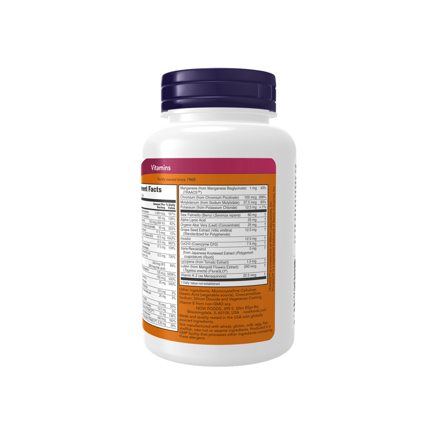 NOW Foods ADAM multivitamínico para hombres, 60 tabletas