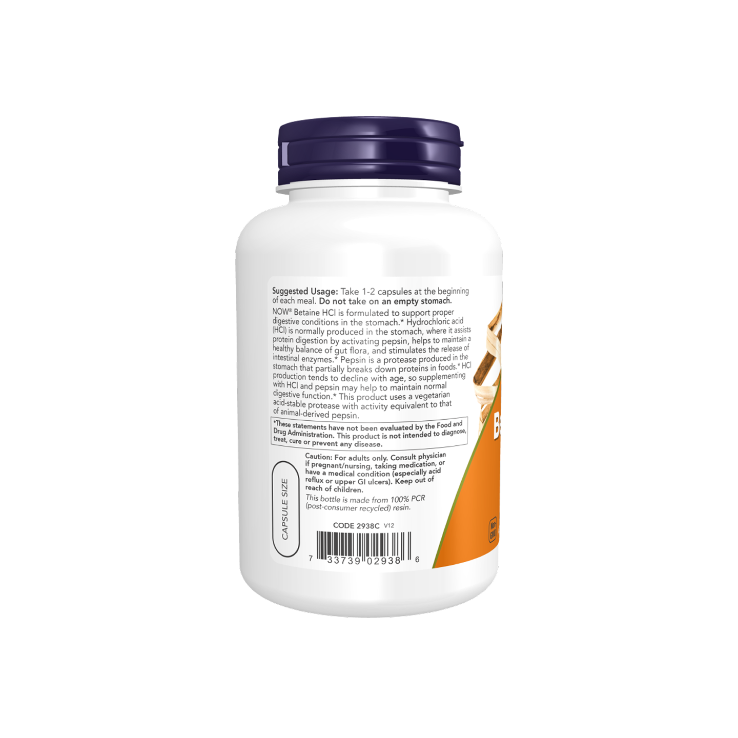 NOW Foods Betaine HCl 648 mg, 120 cápsulas vegetales