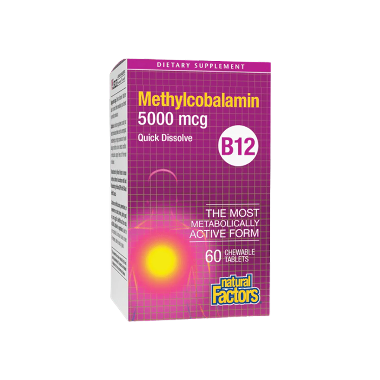 Natural Factors Vitamin B12 Methylcobalamin 5000 mcg Masticable 60 Tabletas
