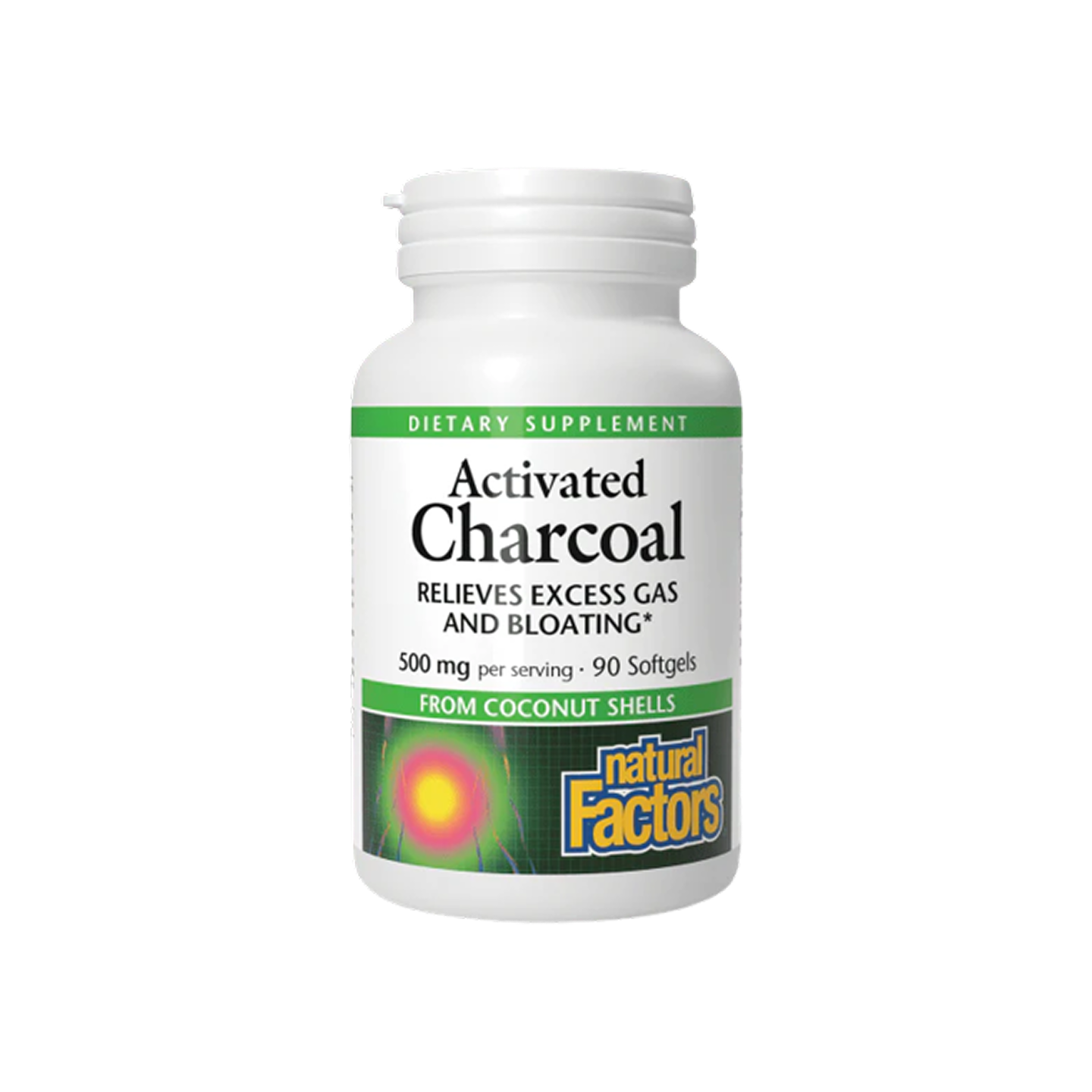 Natural Factors Activated Charcoal 500 mg 90 Softgels
