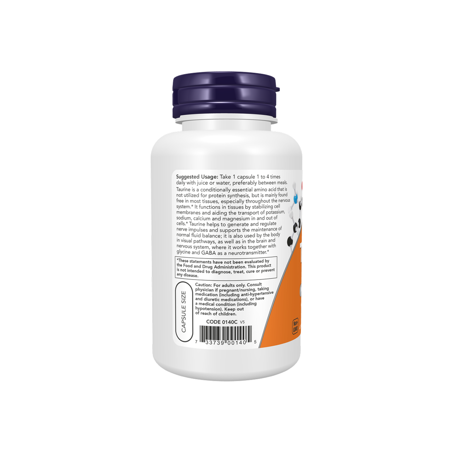 NOW Foods Taurina 500 mg 100 cápsulas vegetales