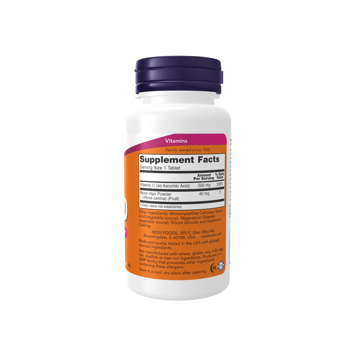 NOW Foods Vitamina C-500 con Escaramujo – 100 tabletas