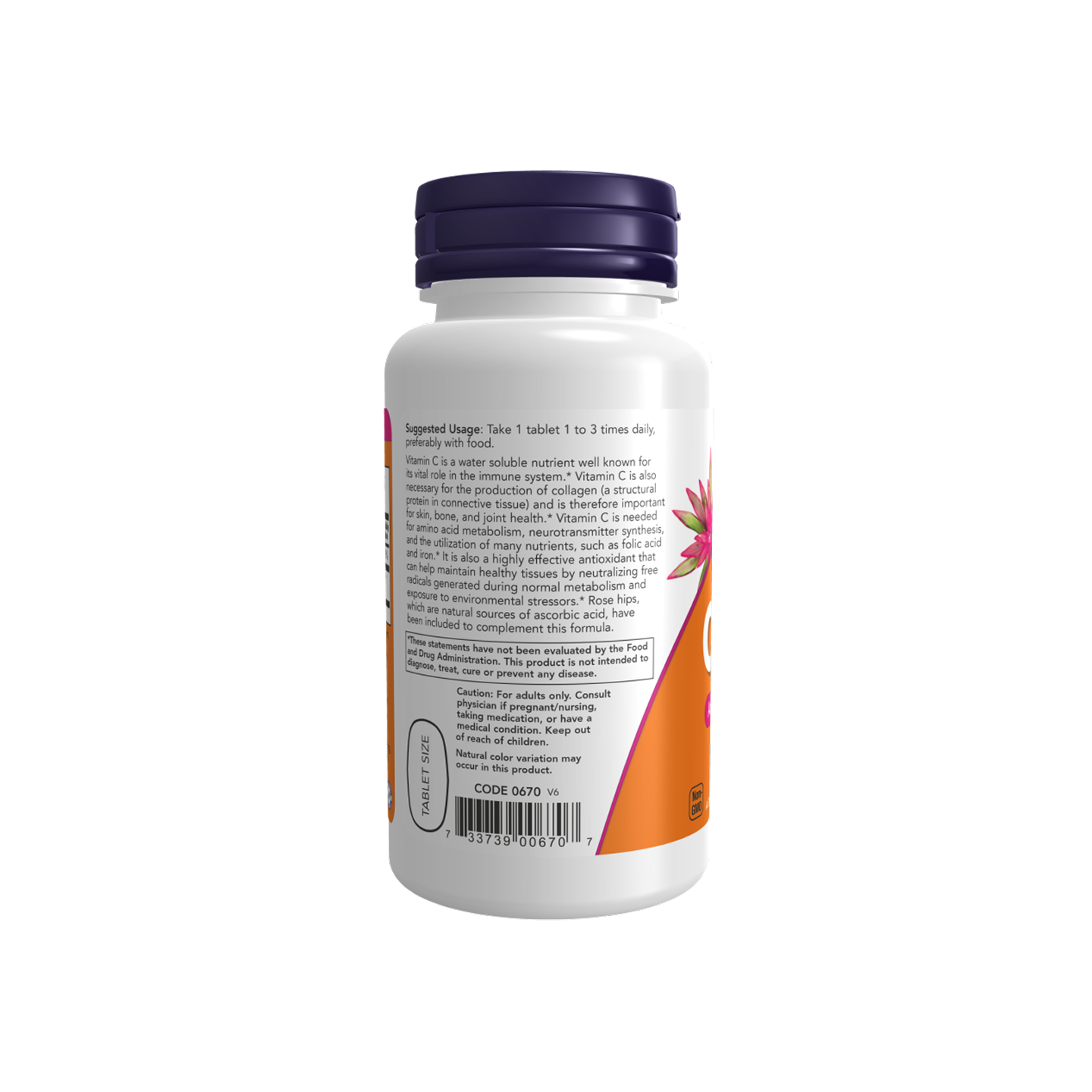 NOW Foods Vitamina C-500 con Escaramujo – 100 tabletas
