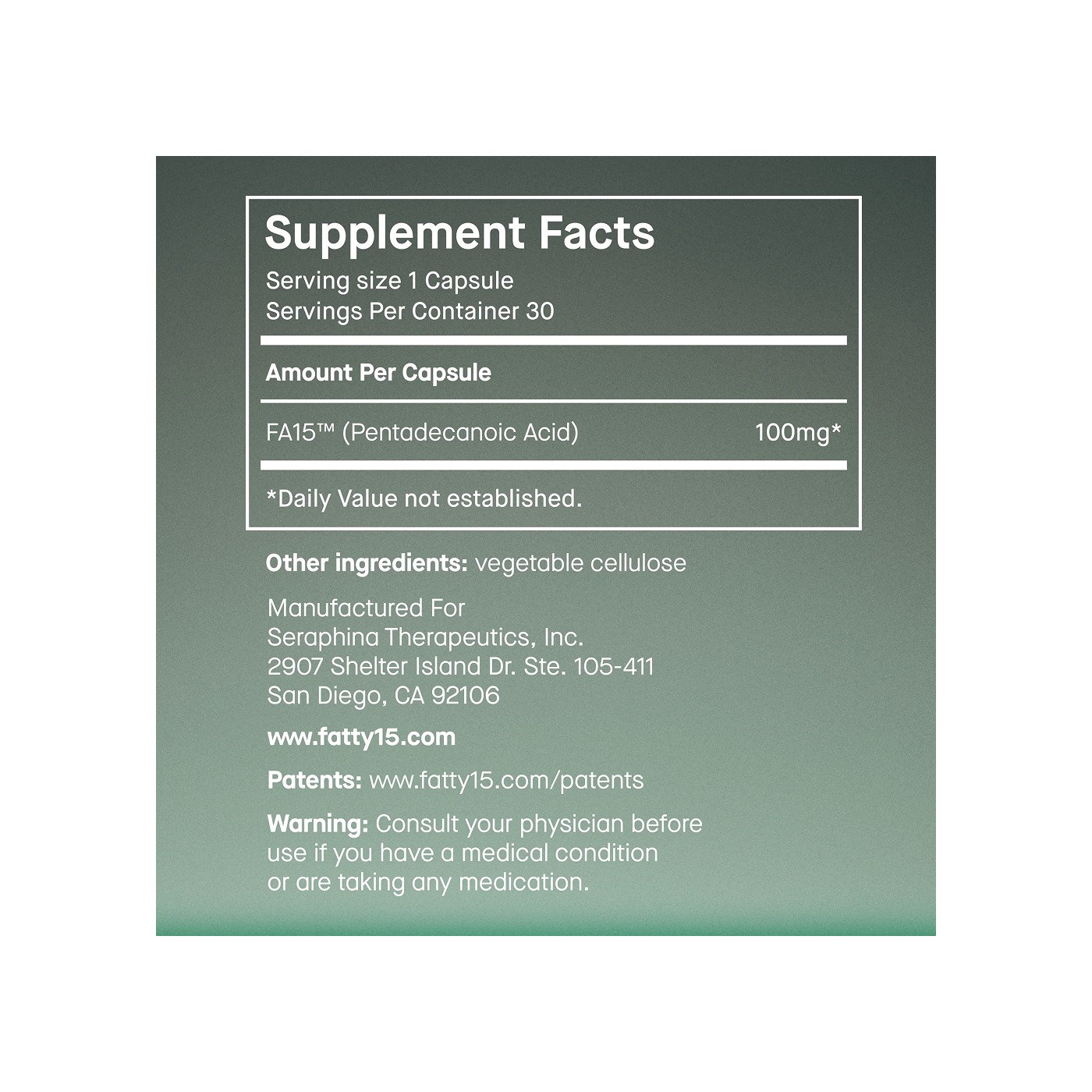 Fatty15 Your Essential Fatty Acid, 30 cápsulas veganas