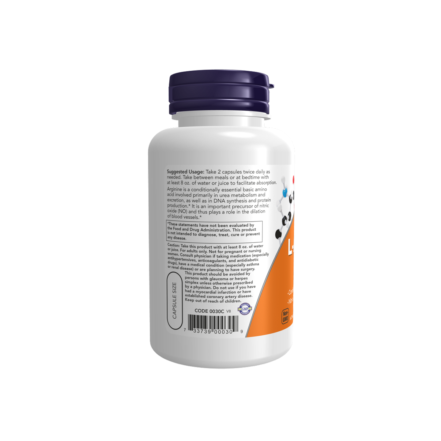 NOW Foods L-Arginina 500 mg 100 Cápsulas Vegetales