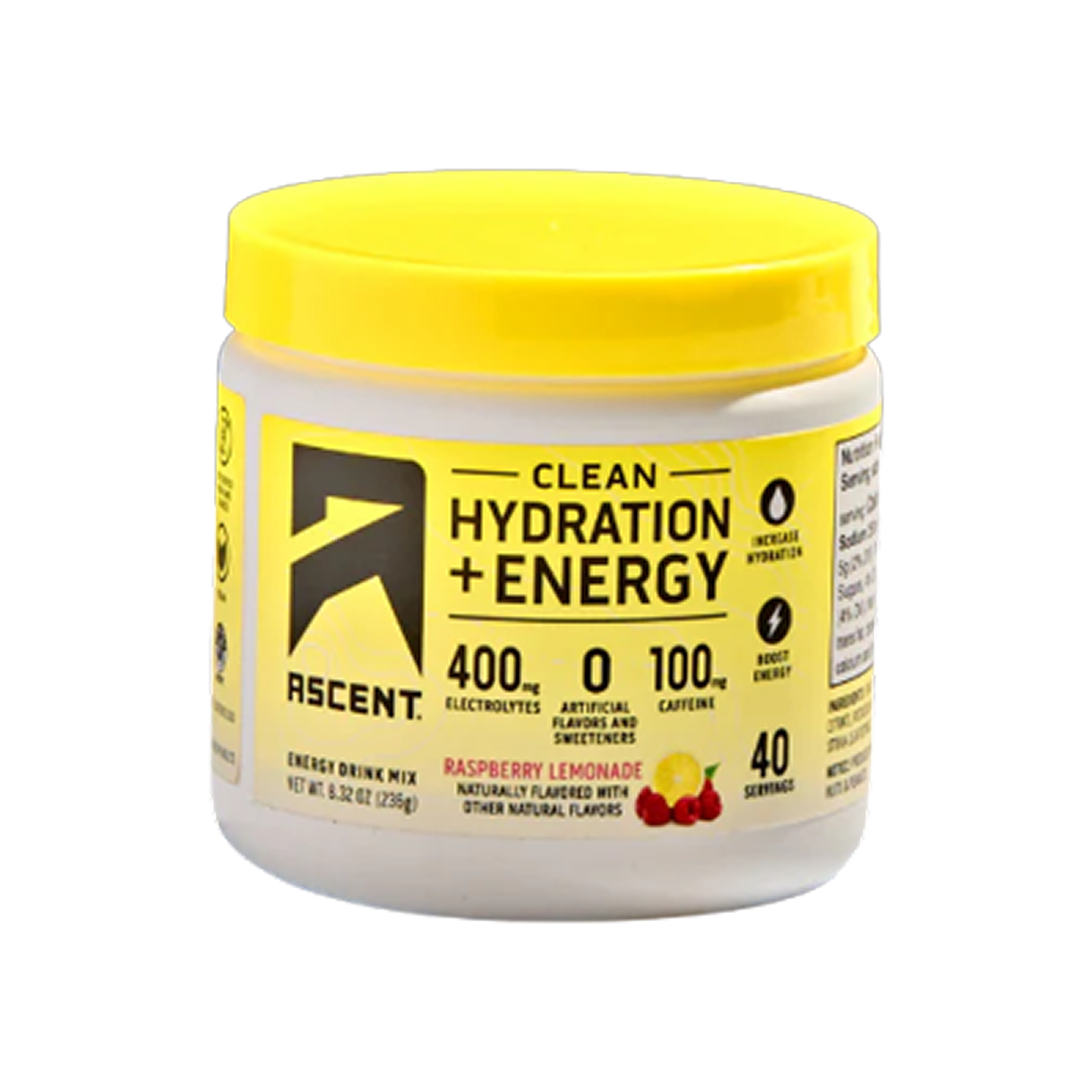 Ascent Clean Electrolytes Hidratación + Energía Limón y Frambuesa 40 porciones