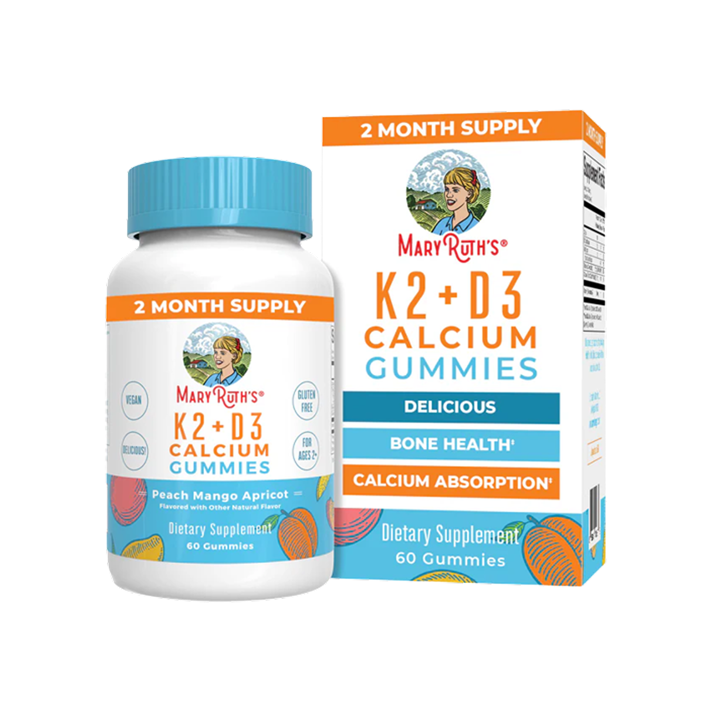 MaryRuth Organics Calcio K2 + D3 60 gomitas masticables