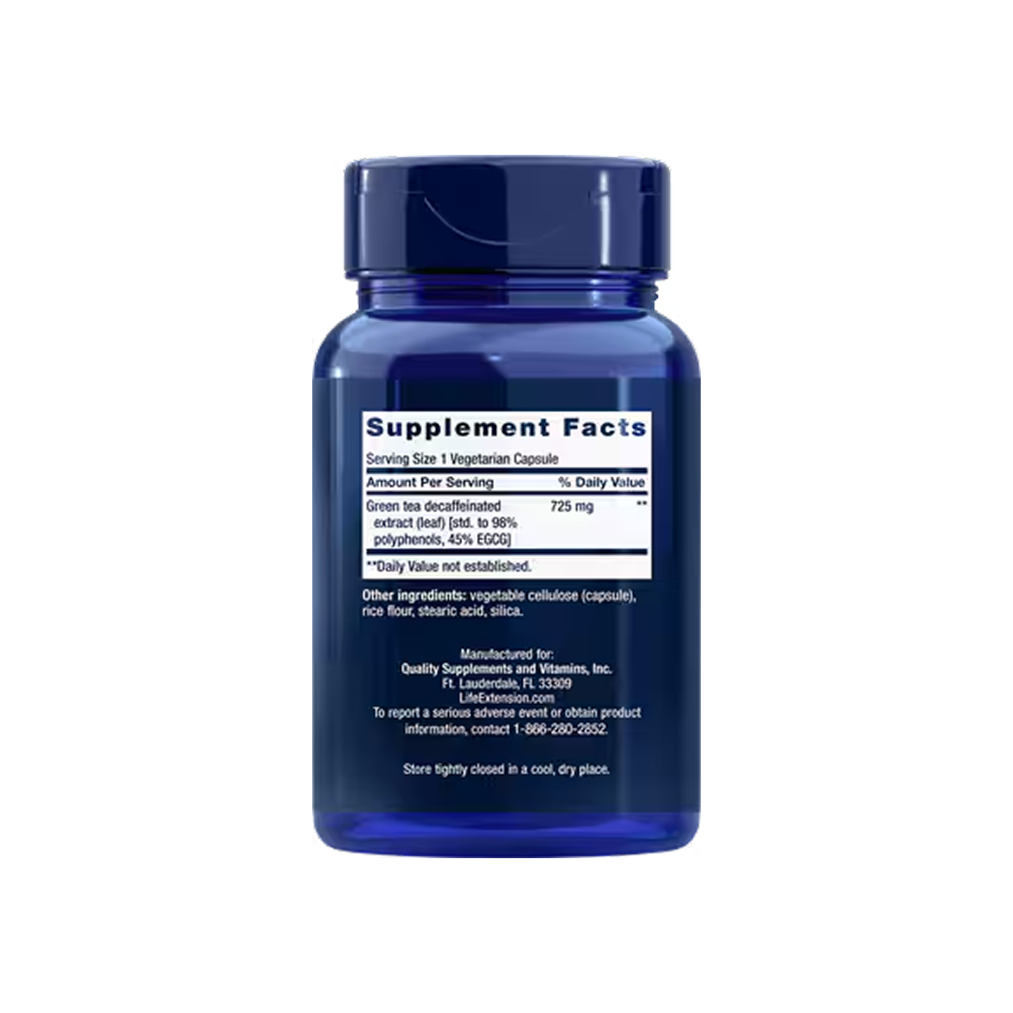 Life Extension Mega Green Tea Extract Descafeinado 725 mg, 100 cápsulas vegetales