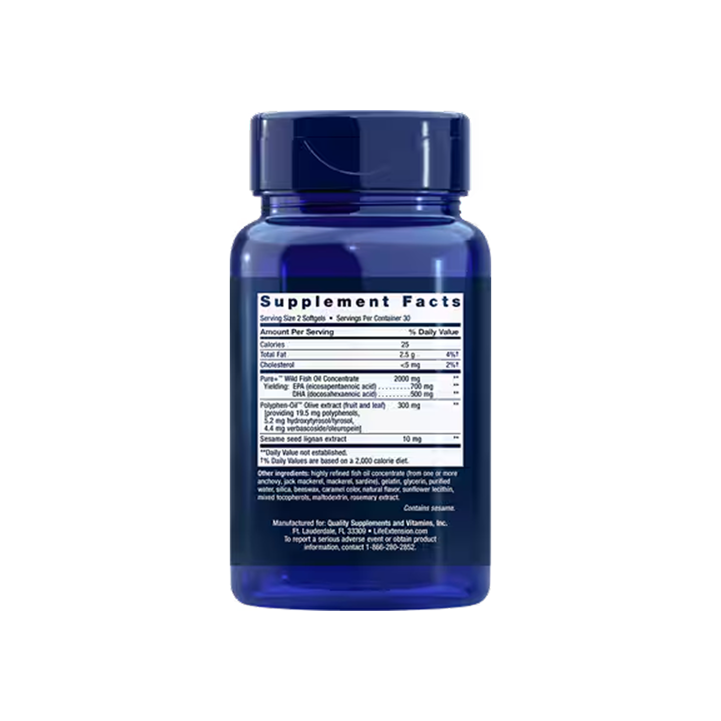 Life Extension Super Omega-3 EPA/DHA Aceite de Pescado, 60 cápsulas blandas