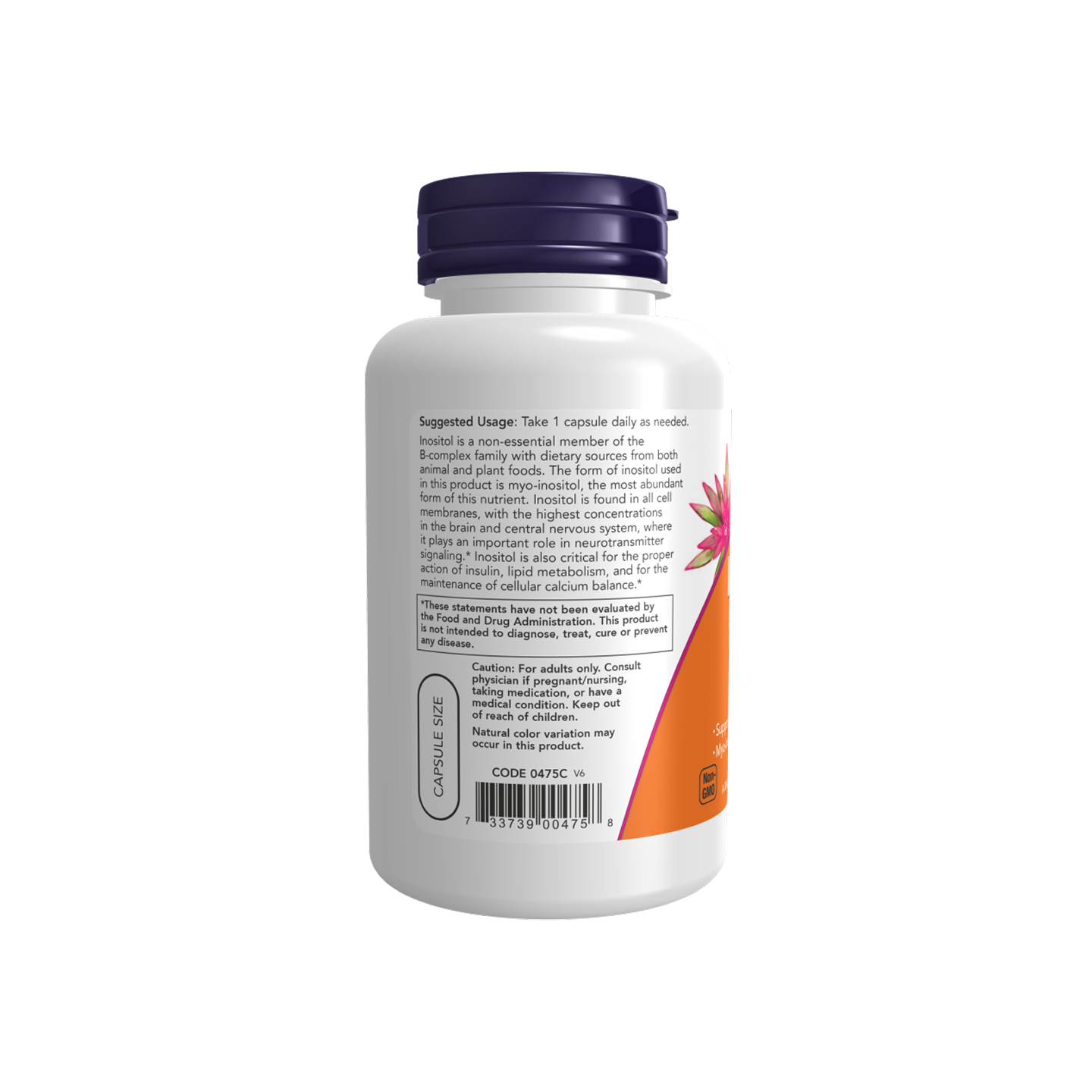 NOW Foods Inositol 500 mg, 100 cápsulas vegetarianas