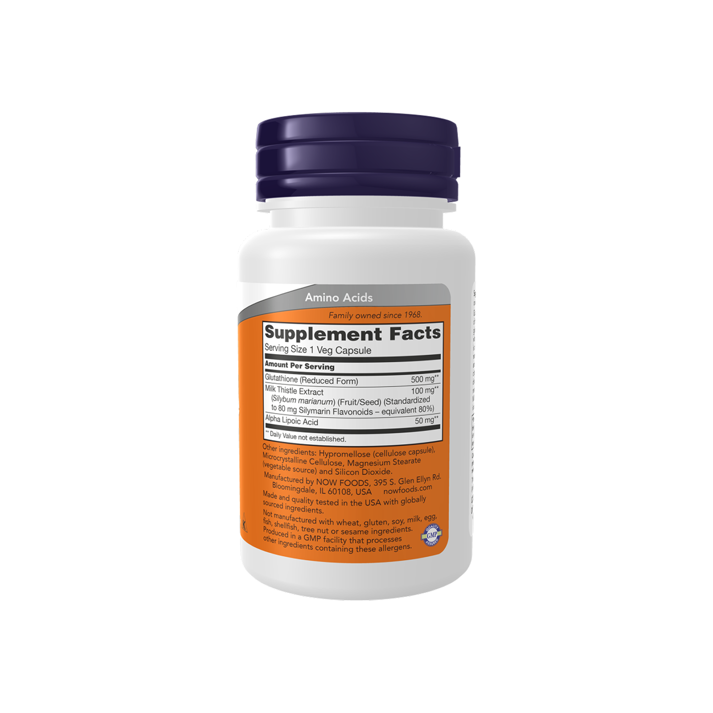 NOW Foods Glutathione 500 mg, 60 cápsulas vegetales