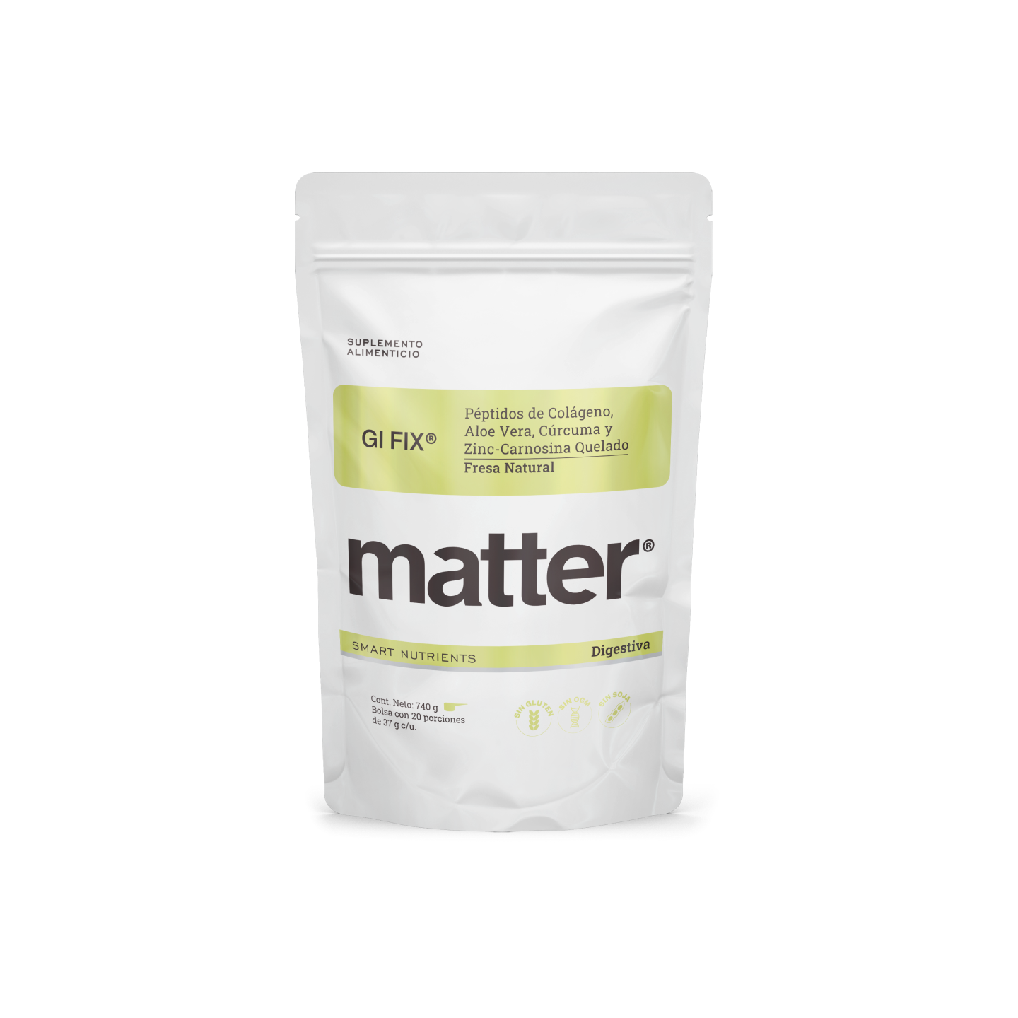 Matter GI Fix | Péptidos de Colágeno, Aloe Vera, Cúrcuma y Zinc Carnosina Quelado