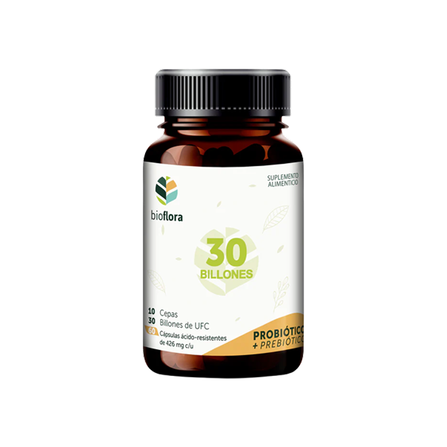 Bioflora Probióticos y Prebióticos 30 Billones UFC, 60 Cápsulas Veganas