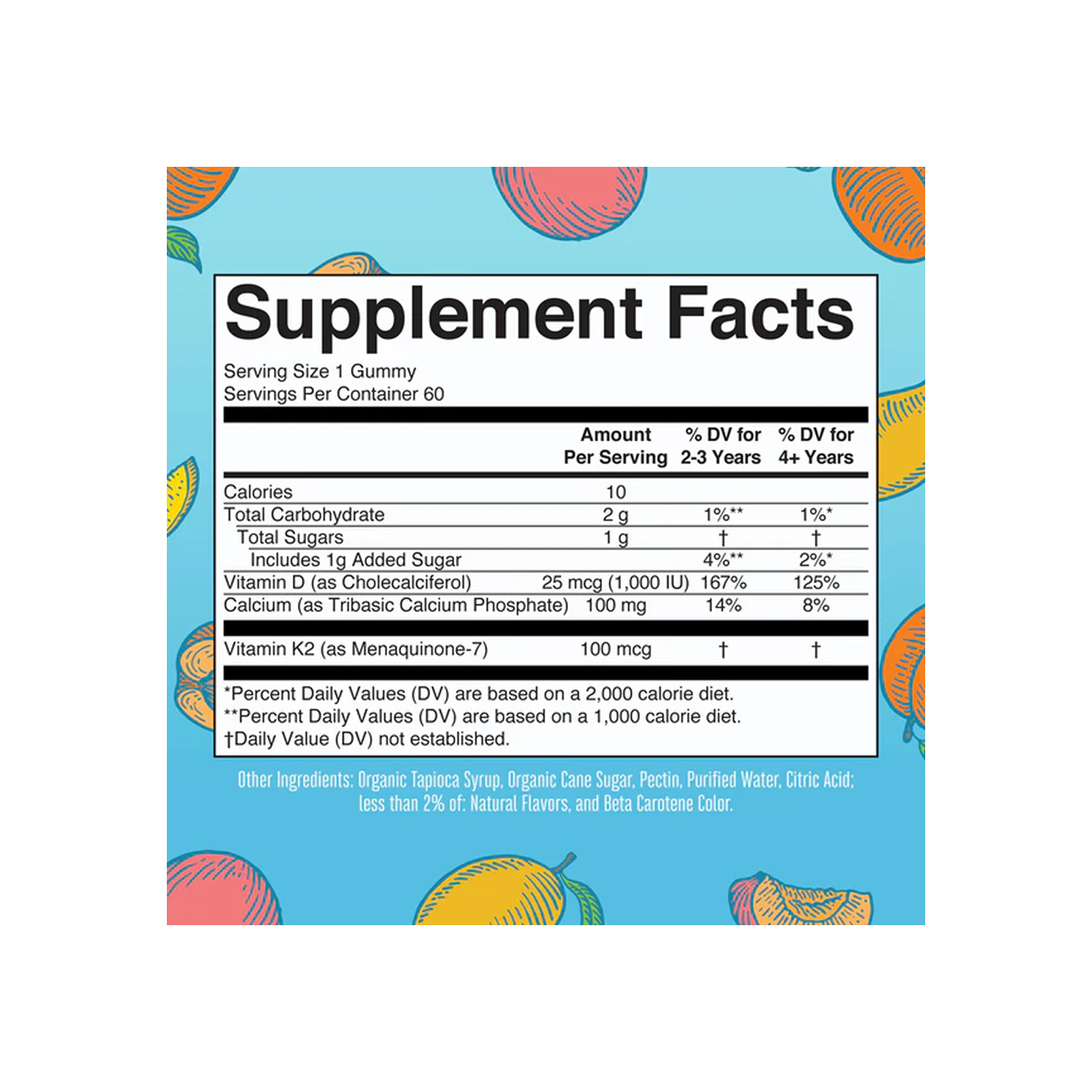 MaryRuth Organics Calcio K2 + D3 60 gomitas masticables