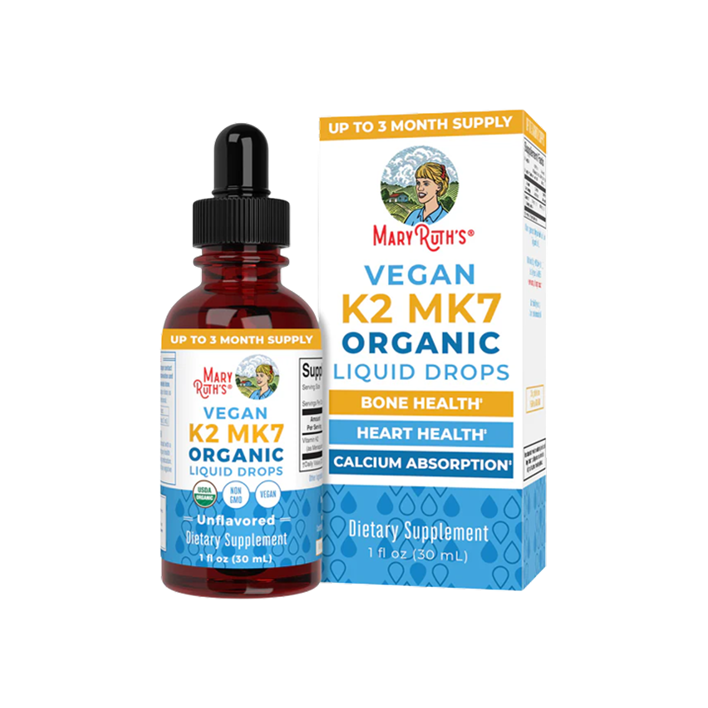 MaryRuth Organics K2 MK7 Gotas Orgánicas 1 fl oz (30 ml)