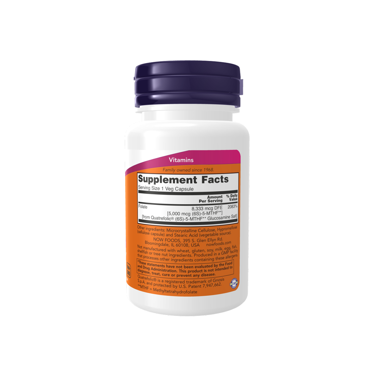 NOW Foods Methyl Folate 5000 mcg, 50 cápsulas vegetales