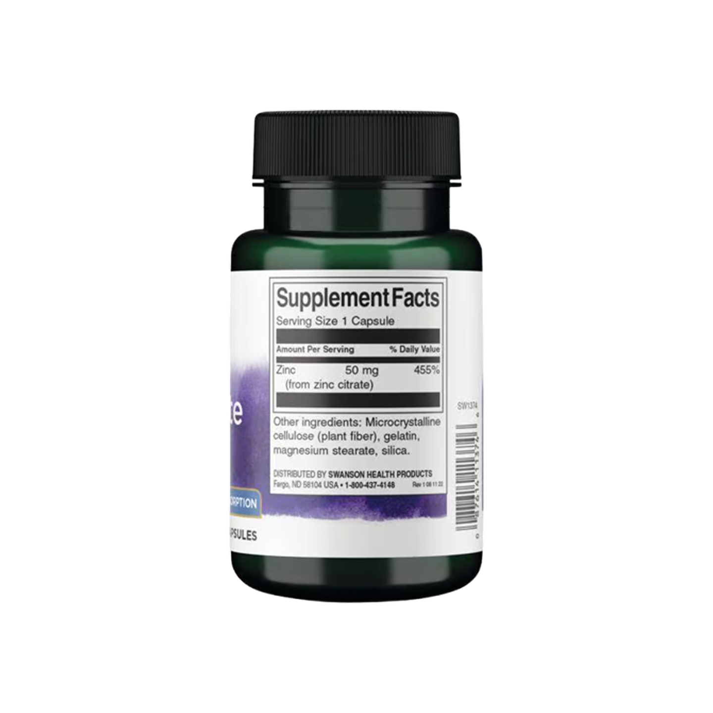 Swanson Premium Zinc Citrato 50 mg 60 cápsulas