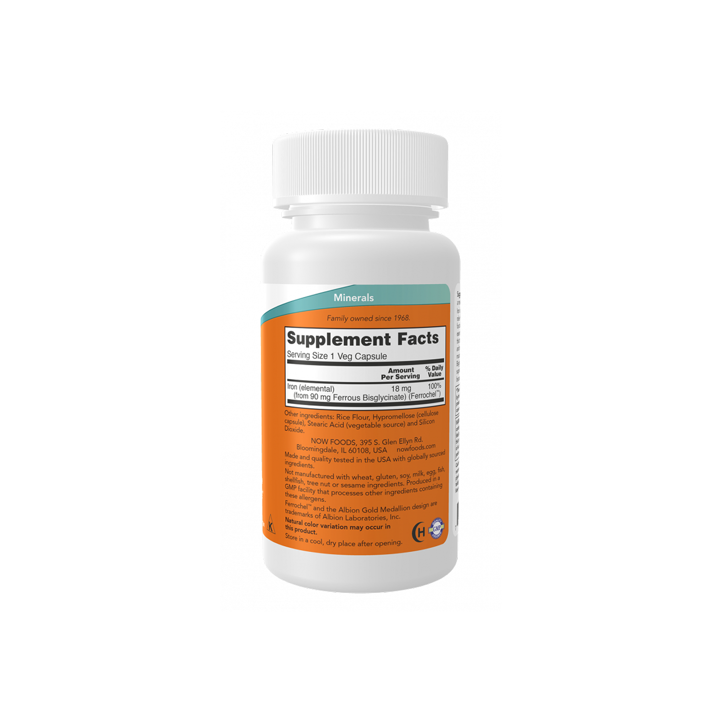 NOW Foods Hierro 18 mg – 120 Cápsulas Vegetarianas