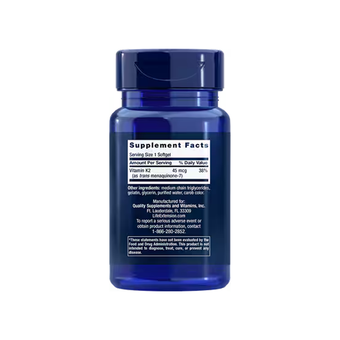 Life Extension Low Dose Vitamin K2 45 mcg 90 cápsulas