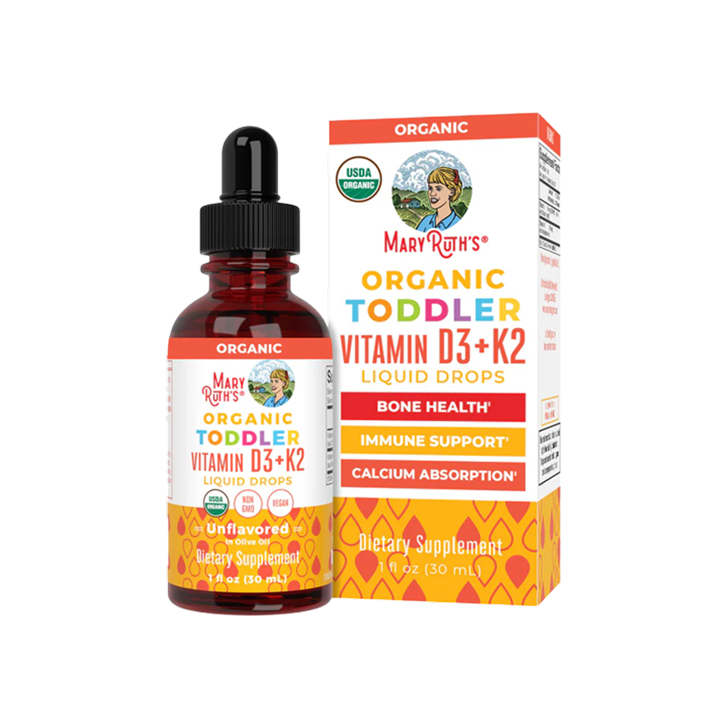 MaryRuth Organics Toddler Vitamin D3 + K2 Liquid Drops 1 fl oz/30 ml