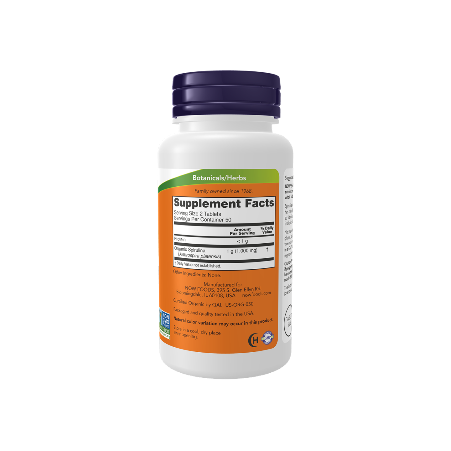 NOW Foods Spirulina Orgánica 500 mg – 100 Tabletas