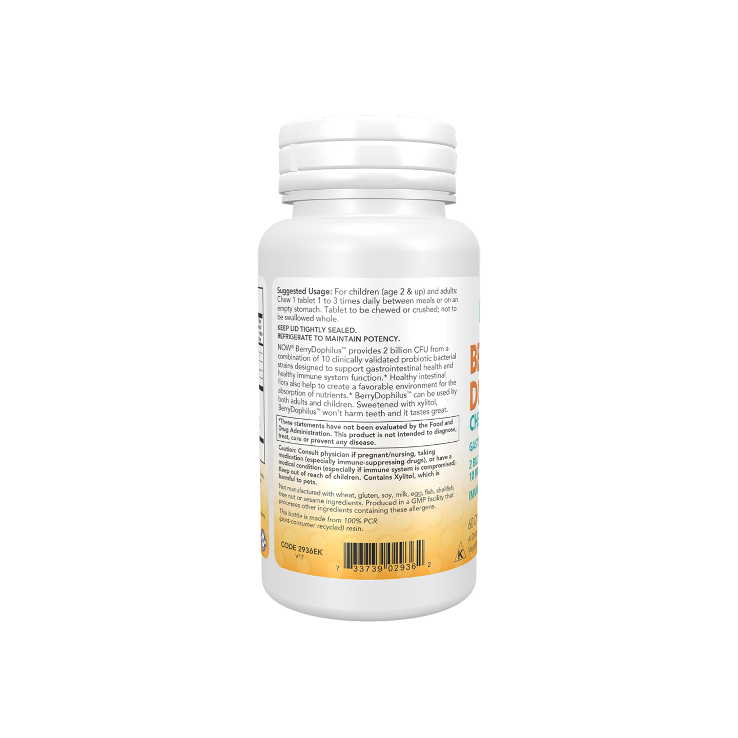 NOW Foods BerryDophilus Probiotic 10 2 Billion para Niños 60 gomitas masticables