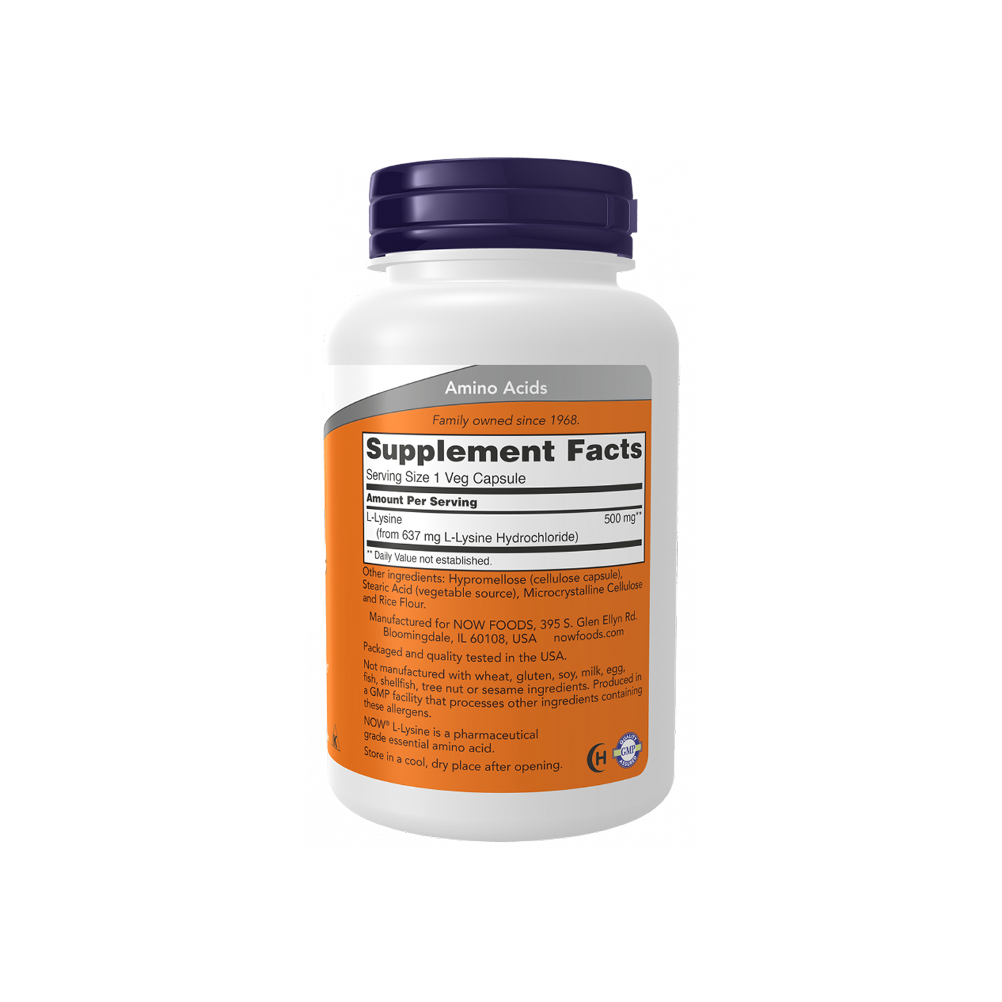NOW Foods L-Lysine 500 mg Cápsulas vegetales 100