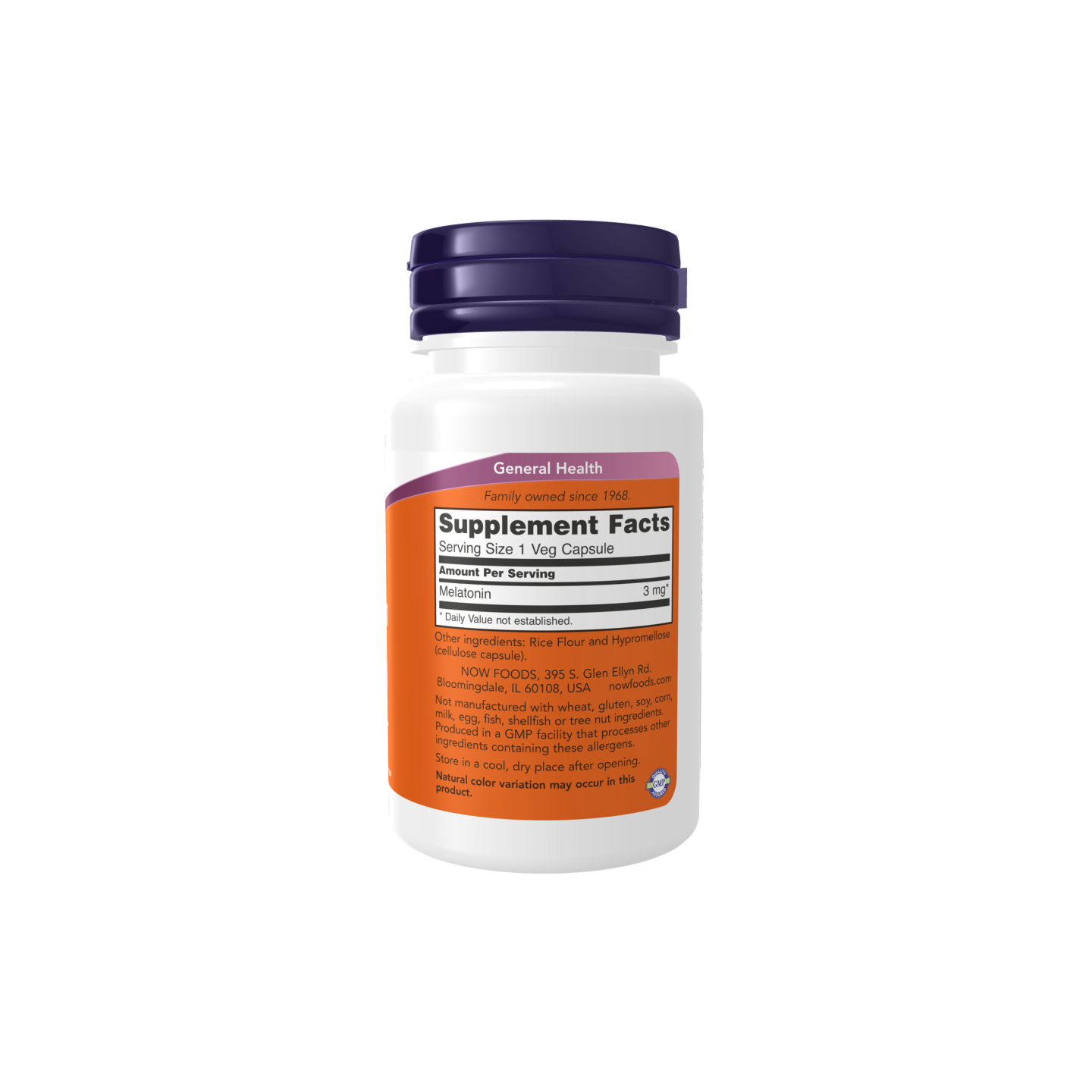 NOW Foods Melatonina 3 mg Cápsulas Vegetales 60 ct