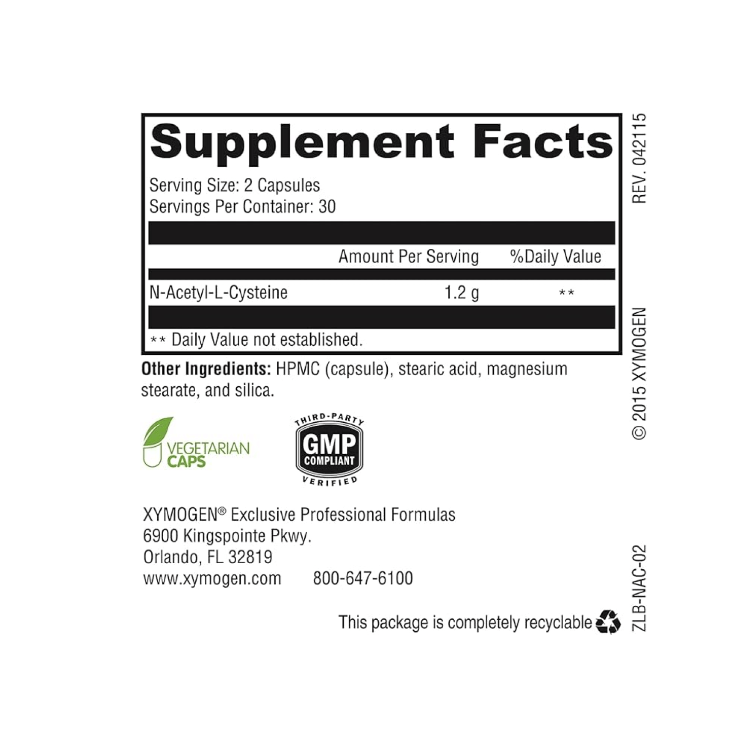 NAC (N-acetil-cisteína) 1,200 mcg