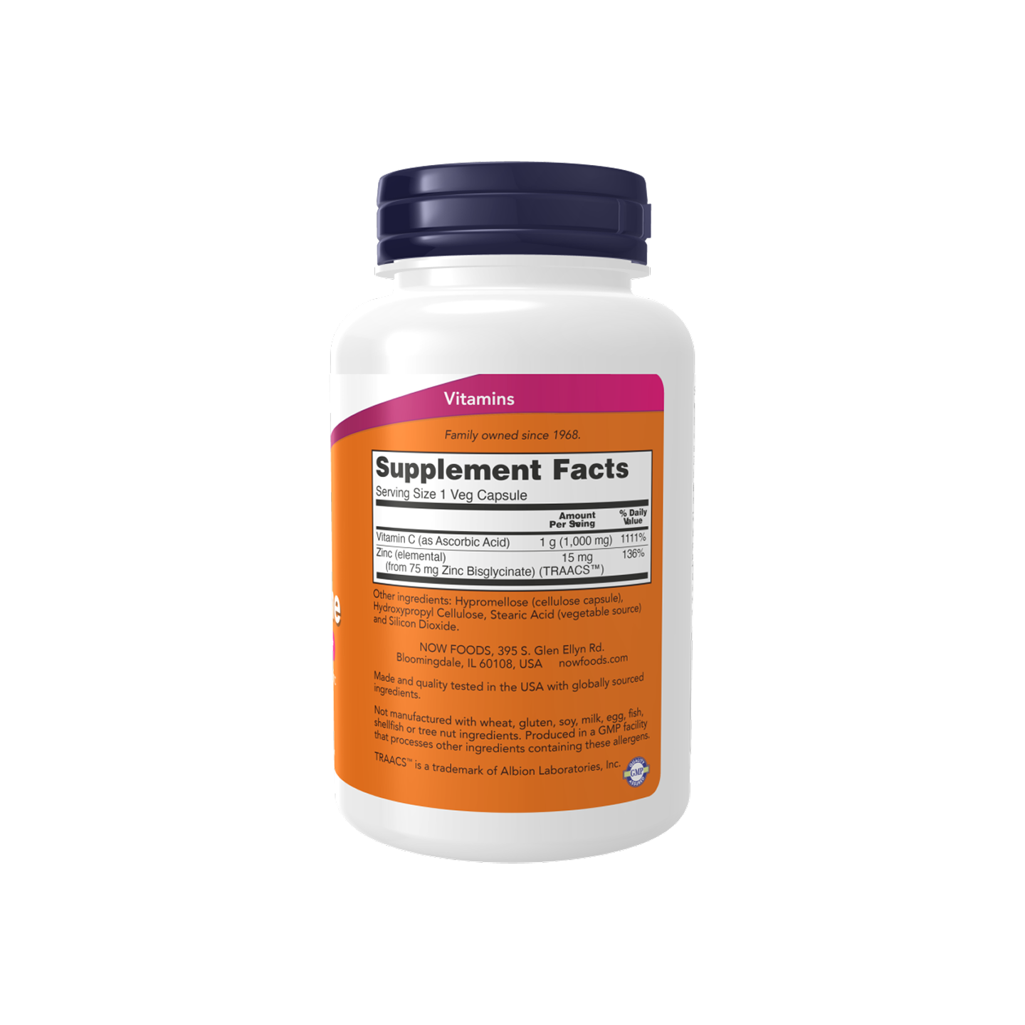 Now Foods C-1000 Zinc Immune, 90 cápsulas vegetales