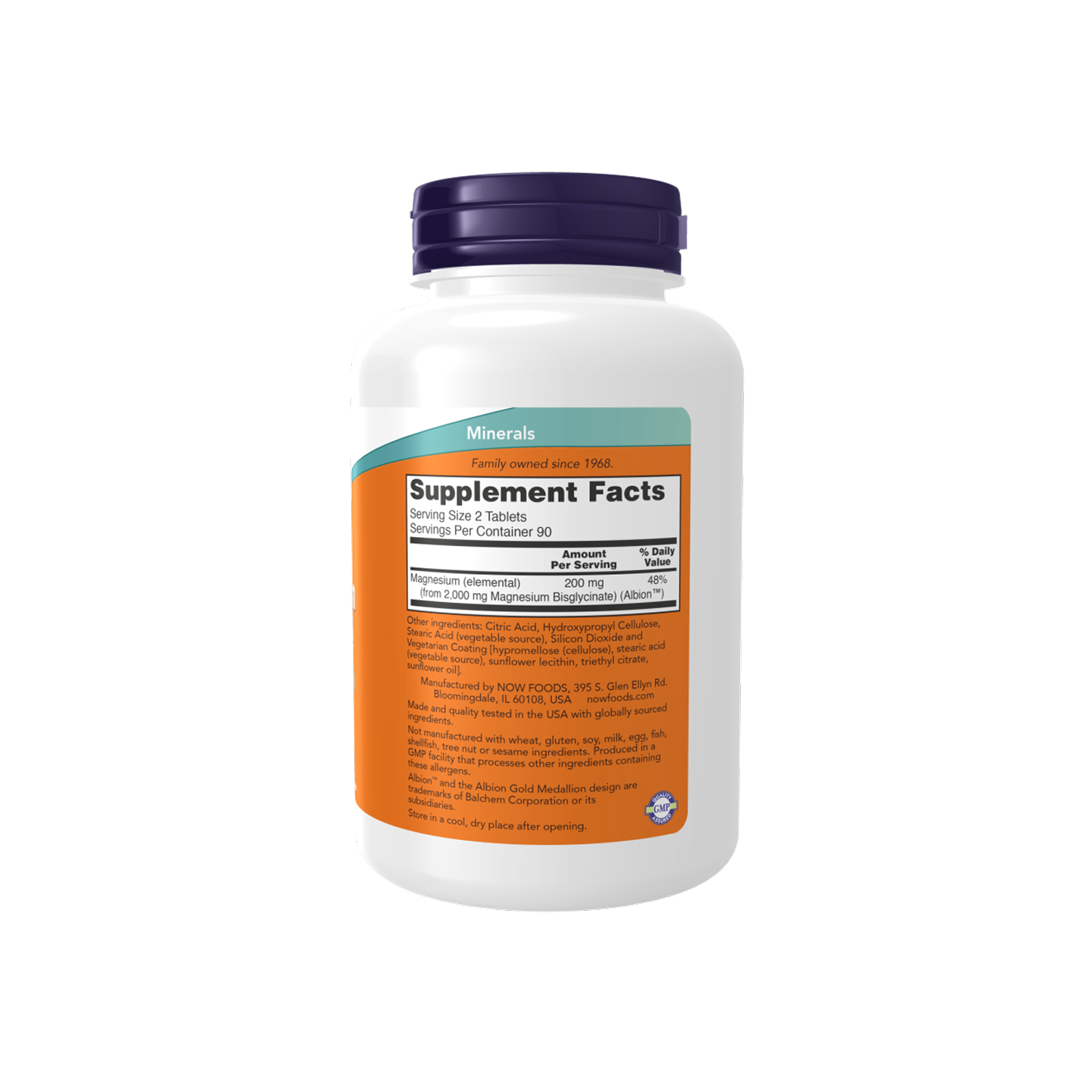 Now Foods Glicinato de Magnesio 200 mg, 180 tabletas