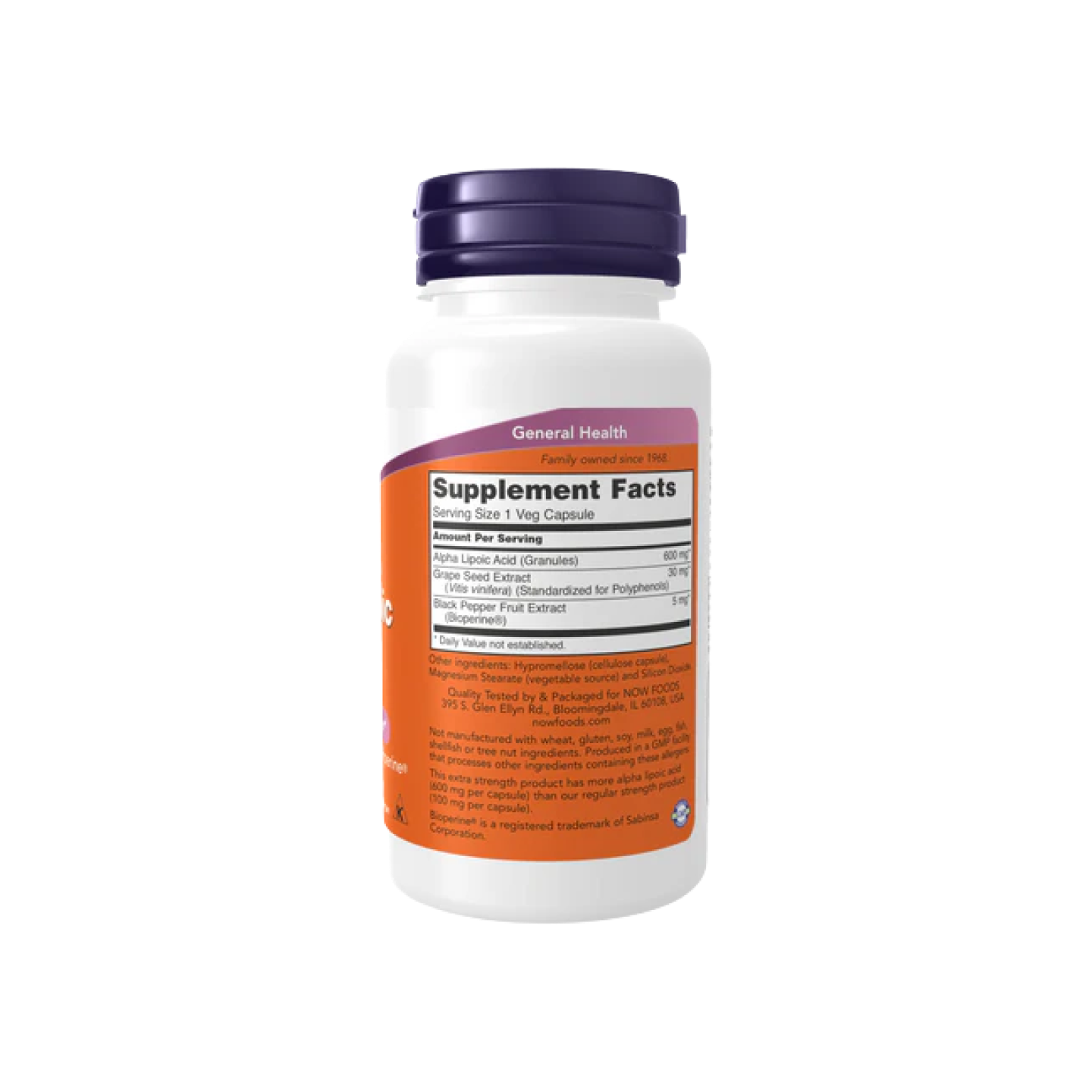 Ácido Alfa Lipoico 600 mg (60 veg caps)