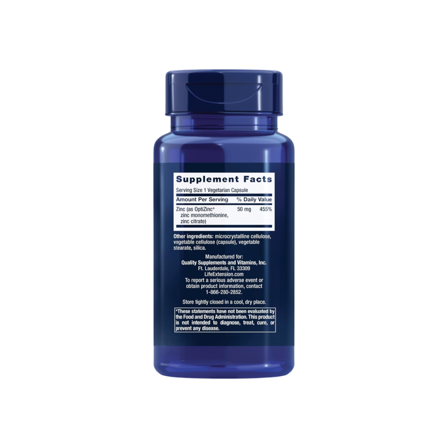 Life Extension Zinc 50 mg, 90 cápsulas