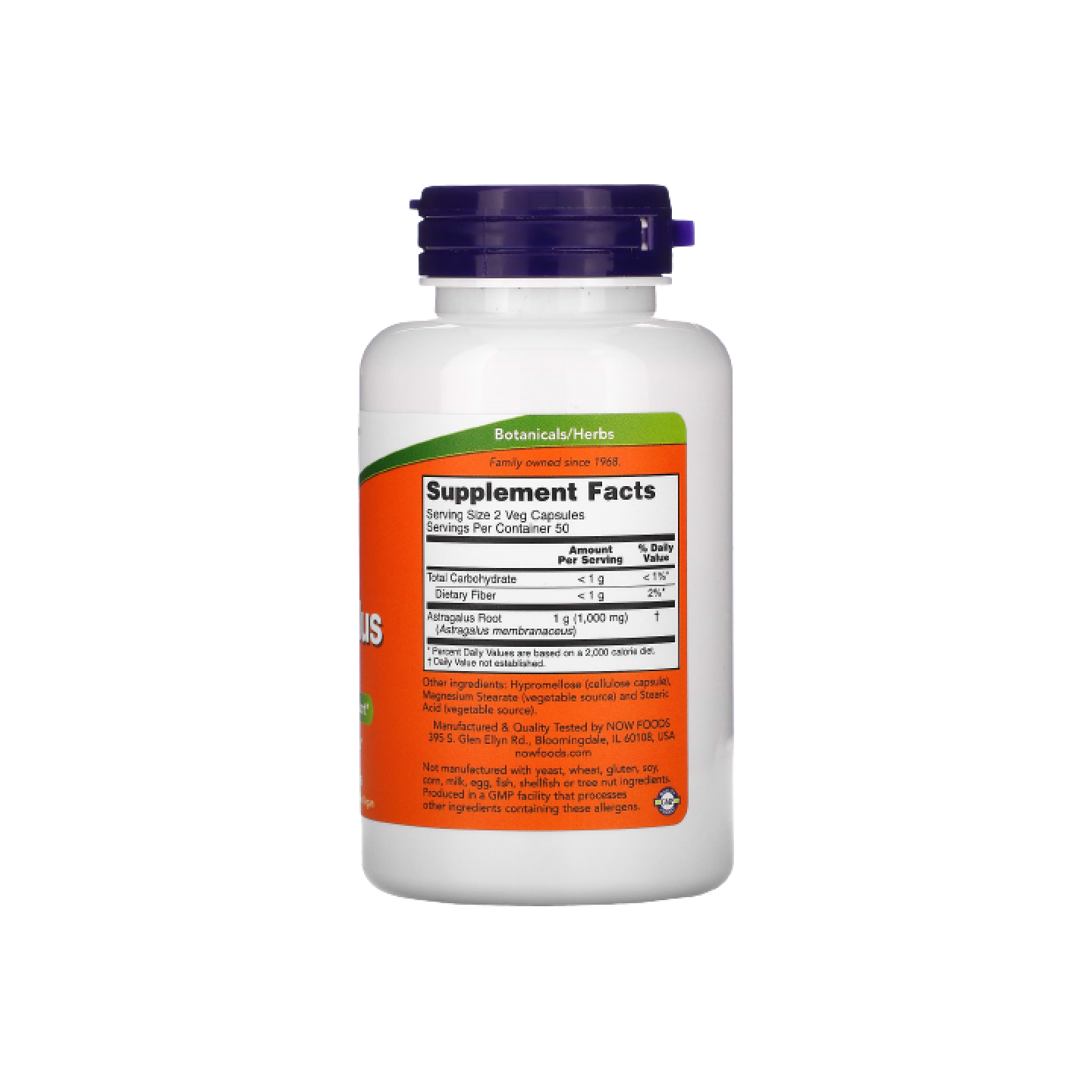 NOW Foods, Astrágalo, 500 mg, 100 cápsulas vegetales