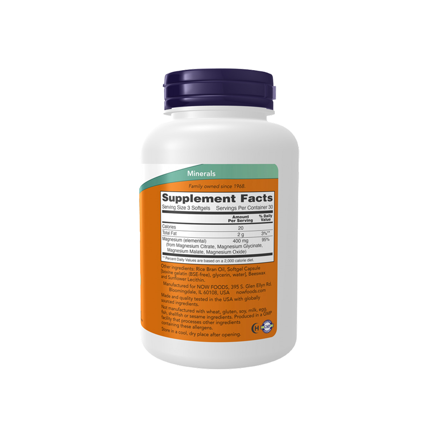 NOW Foods Citrato de Magnesio 134 mg, 180 cápsulas blandas